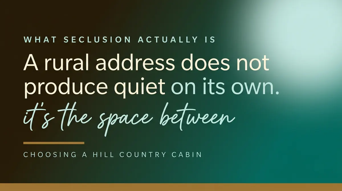 Quote graphic: a rural address does not produce quiet on its own, it is the space between