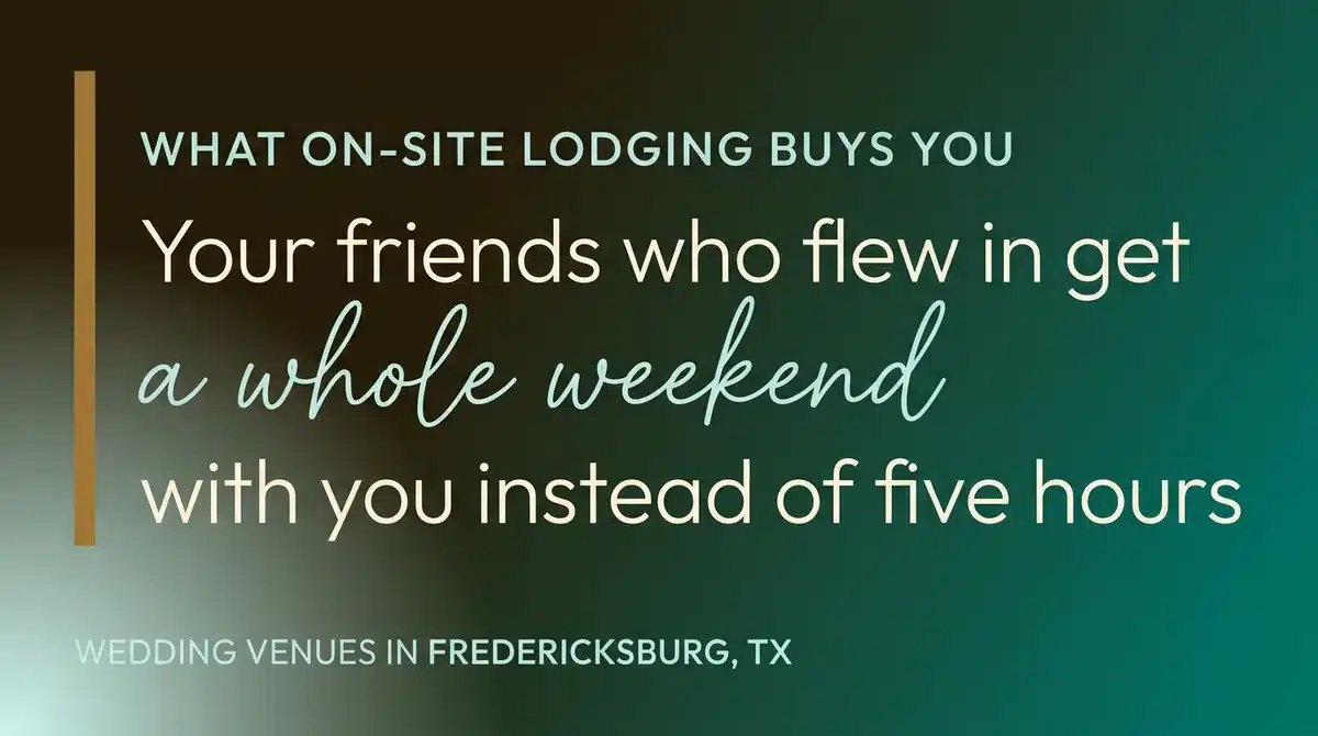 Whole-property wedding venue near Fredericksburg: guest capacity, event window, lodging, and included inventory